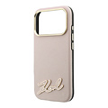 Karl Lagerfeld Karl Lagerfeld iPhone 18 Pro/iPhone 17 Pro Hartschalenhülle MagSafe SW Genarbtes PU Signaturlogo aus Kunstharz - Rosa