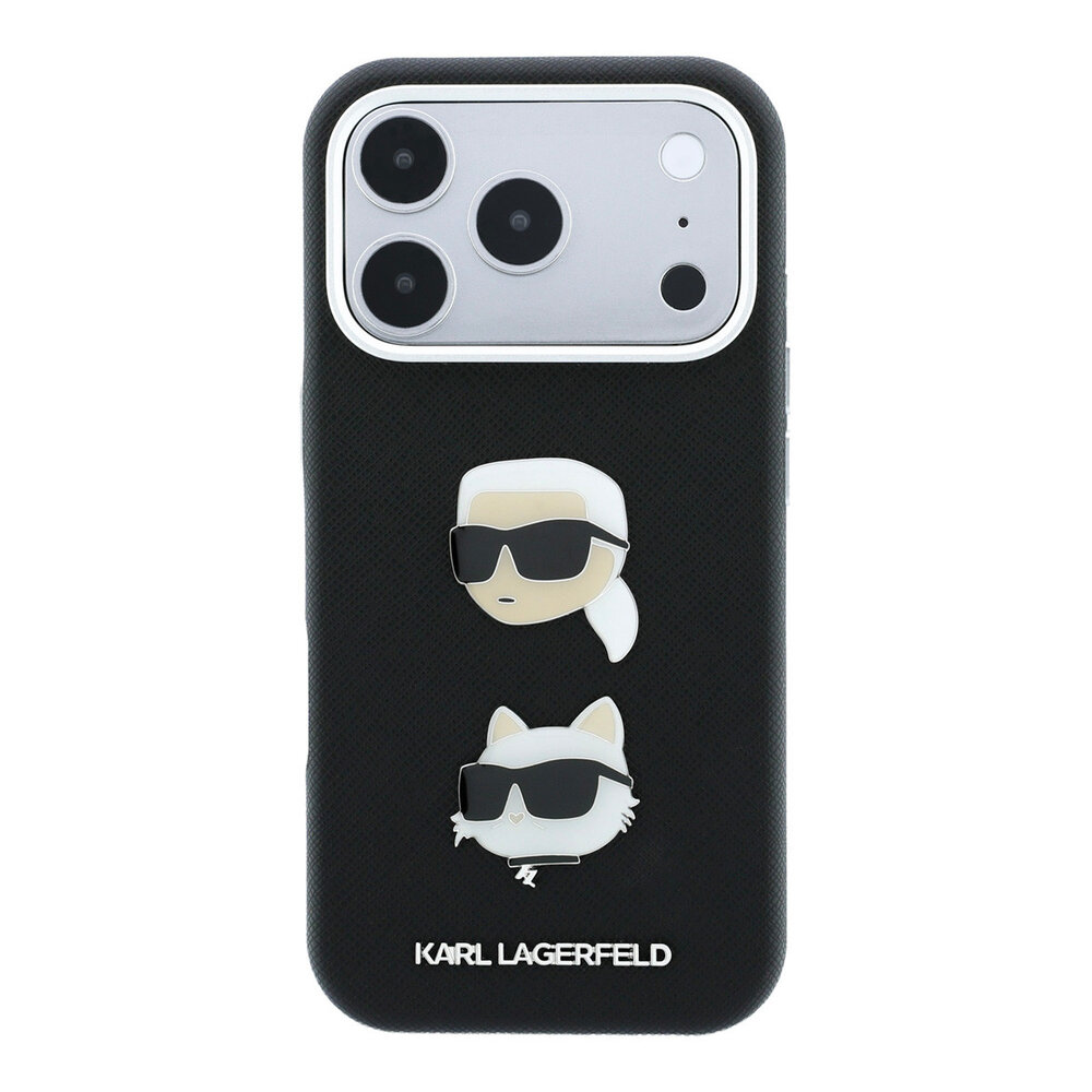 Karl Lagerfeld Karl iPhone 18 Pro Case hard shell - SW - PU - Saffiano - K&C Heads pins - logo Black Karl Lagerfeld Karl iPhone 18 Pro Case hard shell - SW - PU - Saffiano - K&C Heads pins - logo Black