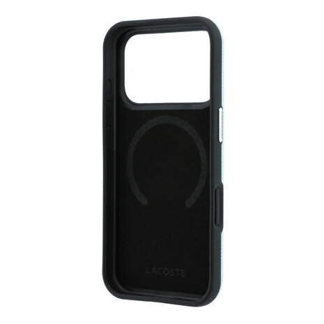 Lacoste Lacoste iPhone 18 Pro Max Hoesje harde behuizing - MagSafe - PVC - Petit Pique - reliëf Lichtblauw