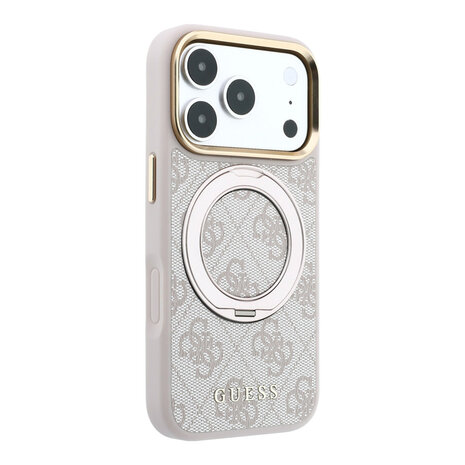 Guess Guess iPhone 18 Pro Max Hoesje harde behuizing - MagSafe - ringstandaard 360 - 4G - PU - klassiek logo Roze Guess Guess iPhone 18 Pro Max Hoesje harde behuizing - MagSafe - ringstandaard 360 - 4G - PU - klassiek logo Roze