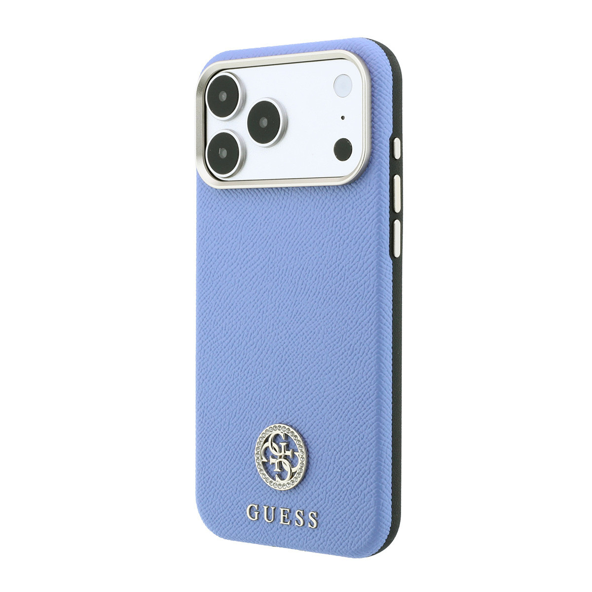 Guess Guess iPhone 18 Pro Max Hoesje harde behuizing - MagSafe - SW - generfd PU - rond strasslogo Lichtblauw, foto 3 van 6