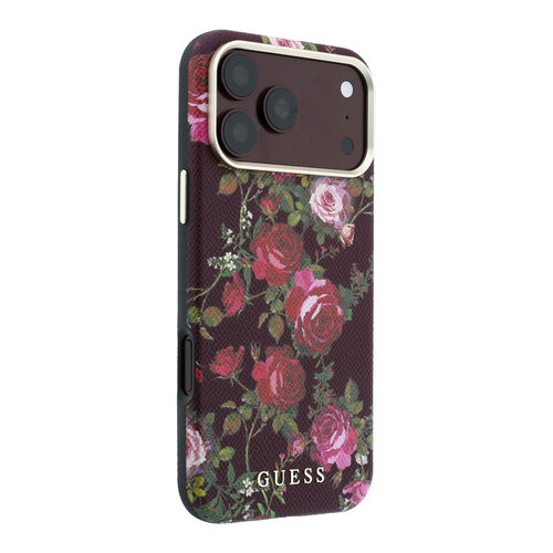 Guess Guess iPhone 18 Pro/iPhone 17 Pro Hartschalenhülle MagSafe SW PU Blossom Roses Rosenmotiv - Bordeaux