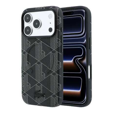 Lacoste Lacoste iPhone 18 Pro Case hard shell - MagSafe - PVC - The Blend - embossing Black Lacoste Lacoste iPhone 18 Pro Case hard shell - MagSafe - PVC - The Blend - embossing Black
