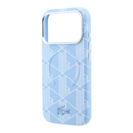 Lacoste Lacoste iPhone 18 Pro Max Hoesje harde behuizing - MagSafe - PVC - The Blend - reliëf Lichtblauw