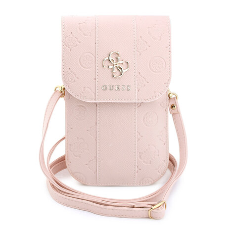 Guess Guess Phone pouch Peony - PU - 4G logo - classic logo - stripe pattern - carrying strap Pink Guess Guess Phone pouch Peony - PU - 4G logo - classic logo - stripe pattern - carrying strap Pink