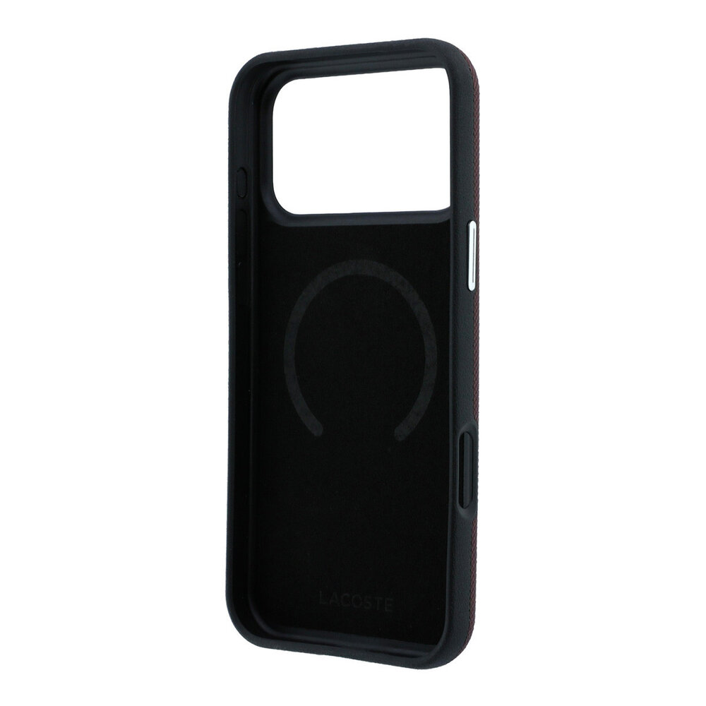 Lacoste Lacoste iPhone 18 Pro Max Hoesje harde behuizing - MagSafe - PVC - Petit Pique - reliëf Bordeauxrood