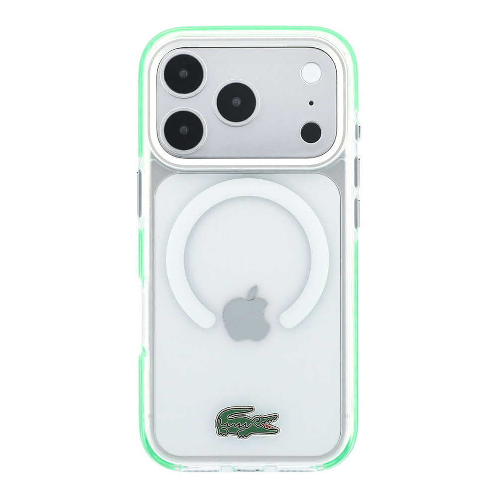 Lacoste Lacoste iPhone 18 Pro Max Hülle Hartschale - MagSafe - IML - stoßfest - grüne Ränder Transparent/Grün Lacoste Lacoste iPhone 18 Pro Max Hülle Hartschale - MagSafe - IML - stoßfest - grüne Ränder Transparent/Grün