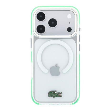 Lacoste Lacoste iPhone 18 Pro Max Hoesje harde behuizing - MagSafe - IML - schokbestendig - groene randen Transparant/Groen