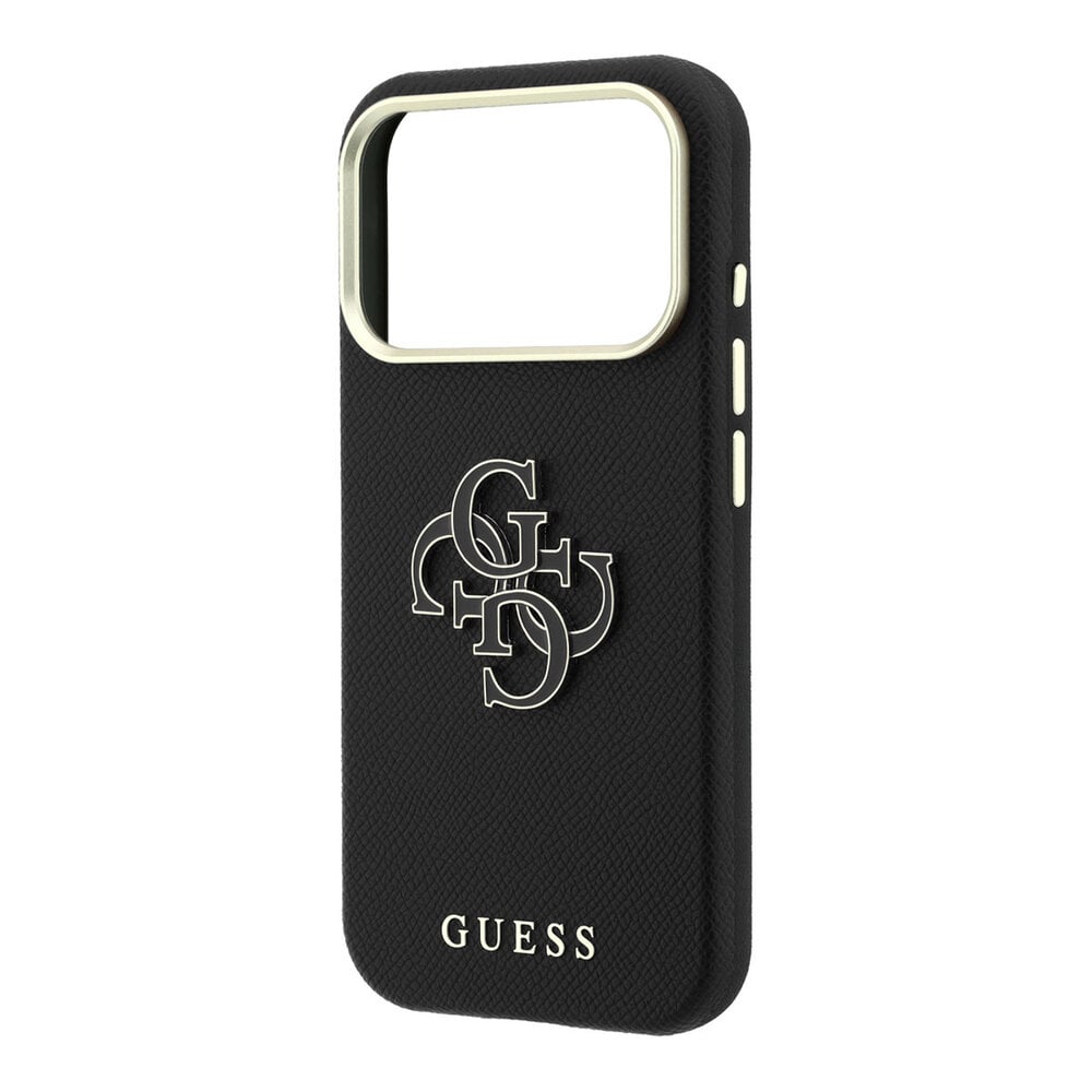 Guess Guess iPhone 18 Pro Max Hoesje harde behuizing - SW - generfd PU - groot logo van hars Zwart