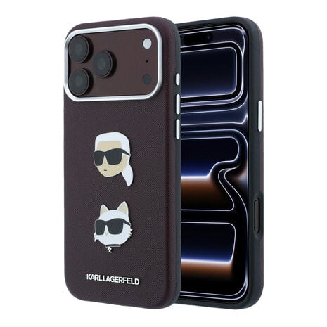 Karl Lagerfeld Karl iPhone 18 Pro Max Hoesje harde behuizing - SW - PU - Saffiano - K&C Heads-pins - logo Bordeauxrood Karl Lagerfeld Karl iPhone 18 Pro Max Hoesje harde behuizing - SW - PU - Saffiano - K&C Heads-pins - logo Bordeauxrood