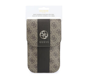 Guess Guess Phone pouch 4G - PU - round 4G logo - classic logo - stripe pattern - carrying strap Brown Guess Guess Phone pouch 4G - PU - round 4G logo - classic logo - stripe pattern - carrying strap Brown