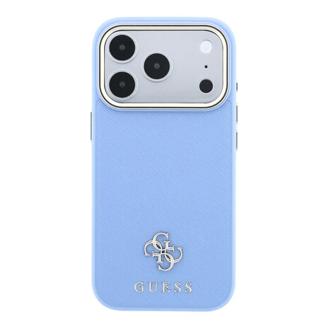 Guess Guess iPhone 18 Pro Coque structure rigide - MagSafe - Saffiano - petit 4G - Classic Bleu clair