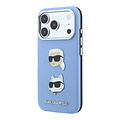 Karl Lagerfeld Karl Lagerfeld iPhone 18 Pro/iPhone 17 Pro Hartschalenhülle SW PU Saffiano Karl und Choupette Kopf-Anstecker Logo - Hellblau