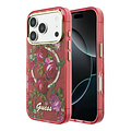 Guess Guess iPhone 18 Pro/iPhone 17 Pro Hartschalenhülle MagSafe IML Glitzer Blossom Roses Rosenmuster - Bordeaux