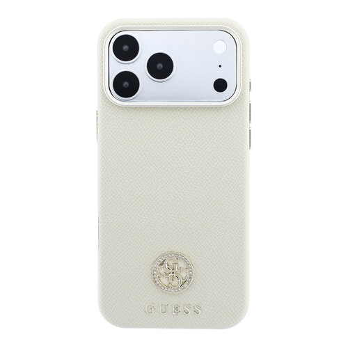 Guess Guess iPhone 18 Pro Max/iPhone 17 Pro Max Hartschalenhülle MagSafe SW Genarbtes PU Rundes Strasslogo - Beige