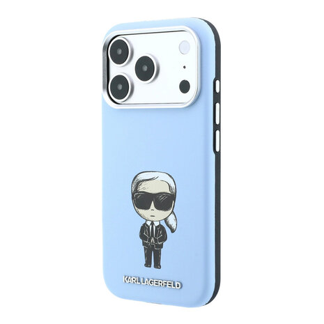 Karl Lagerfeld Karl iPhone 18 Pro Coque structure rigide - MagSafe - SW - PU lisse - Ikonik Sketch Bleu clair Karl Lagerfeld Karl iPhone 18 Pro Coque structure rigide - MagSafe - SW - PU lisse - Ikonik Sketch Bleu clair