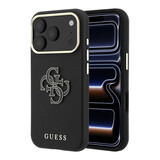 Guess Guess iPhone 18 Pro Hoesje harde behuizing - SW - generfd PU - groot logo van hars Zwart