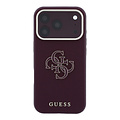 Guess Guess iPhone 18 Pro/iPhone 17 Pro Hartschalenhülle SW Genarbtes PU Großes Kunstharzlogo - Bordeaux