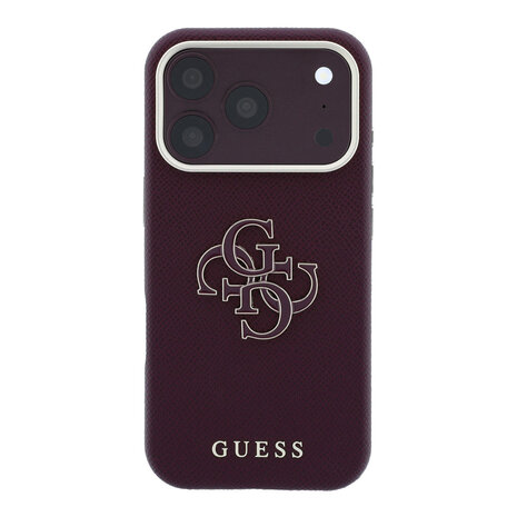 Guess Guess iPhone 18 Pro Case hard shell - SW - grained PU - large resin logo Burgundy Guess Guess iPhone 18 Pro Case hard shell - SW - grained PU - large resin logo Burgundy