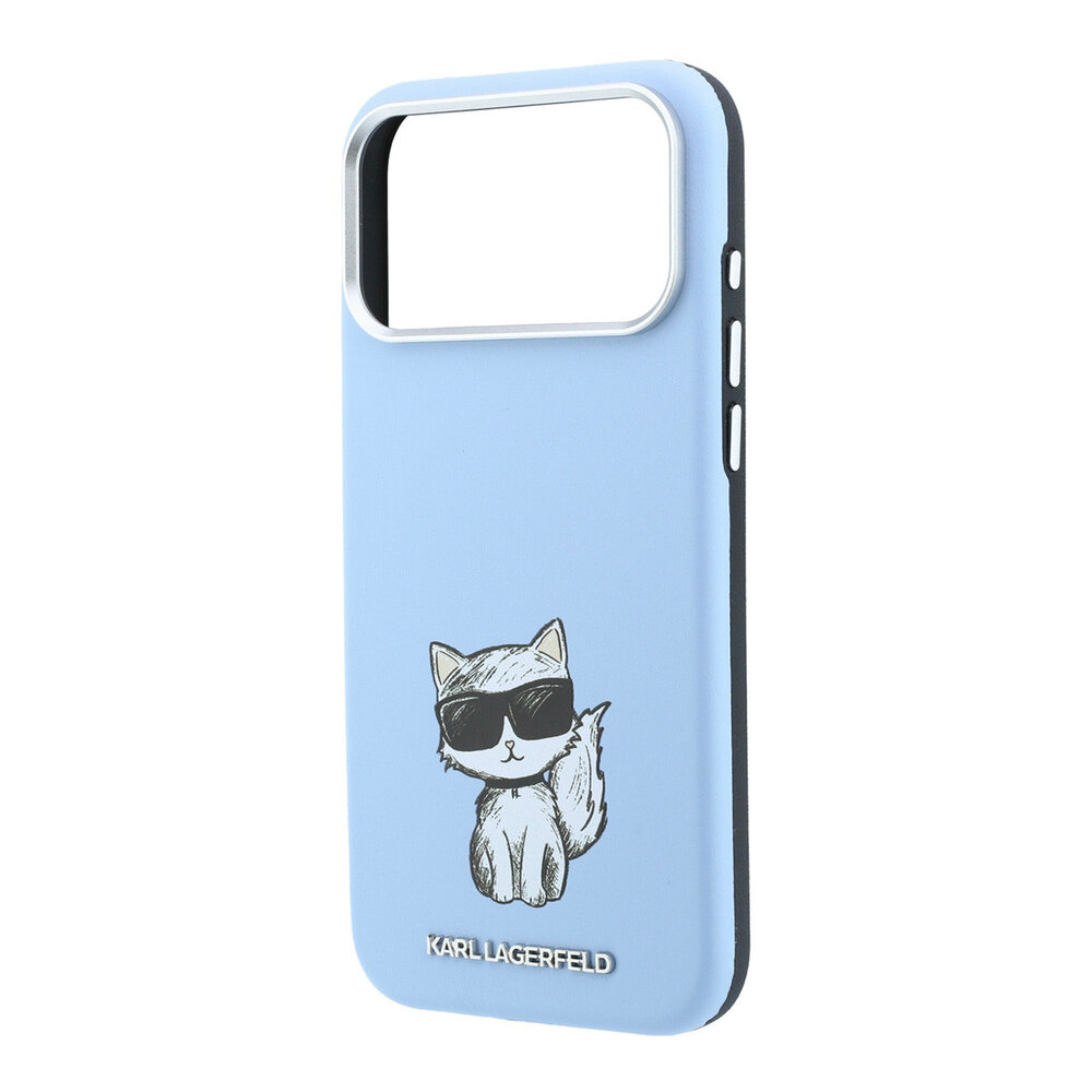 Karl Lagerfeld Karl iPhone 18 Pro Max Hoesje harde behuizing - MagSafe - SW - glad PU - Choupette Sketch Lichtblauw