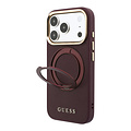 Guess Guess iPhone 18 Pro Max/iPhone 17 Pro Max Hartschalenhülle MagSafe Genarbtes PU 360° Ringständer Klassisches Logo - Bordeaux