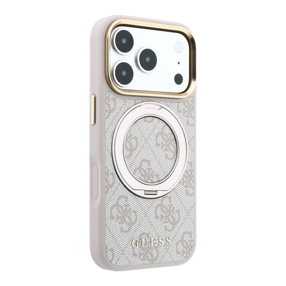 Guess Guess iPhone 18 Pro Hülle Hartschale - MagSafe - 360-Grad-Ringständer - 4G - PU - klassisches Logo Rosa Guess Guess iPhone 18 Pro Hülle Hartschale - MagSafe - 360-Grad-Ringständer - 4G - PU - klassisches Logo Rosa