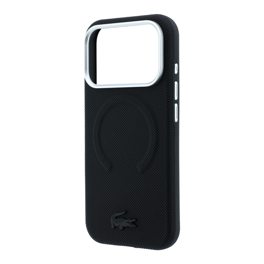 Lacoste Lacoste iPhone 18 Pro Case hard shell - MagSafe - PVC - Petit Pique - embossing Black