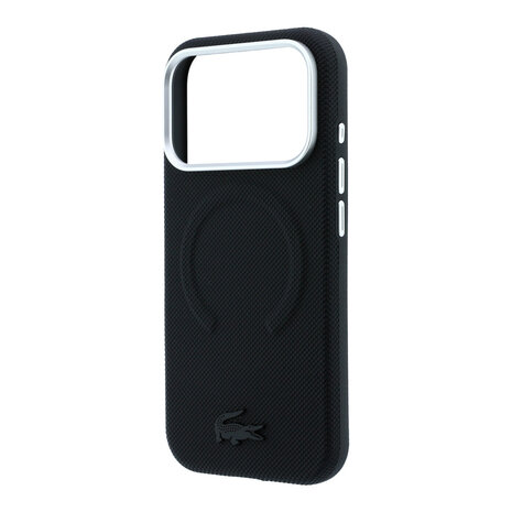 Lacoste Lacoste iPhone 18 Pro Case hard shell - MagSafe - PVC - Petit Pique - embossing Black