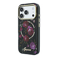 Guess Guess iPhone 18 Pro/iPhone 17 Pro Hartschalenhülle MagSafe IML Glitzer Blossom Roses Rosenmuster - Schwarz