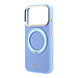 Guess Guess iPhone 18 Pro Max Case hard shell - MagSafe - 360-degree ring stand - grained PU - classic logo Light blue
