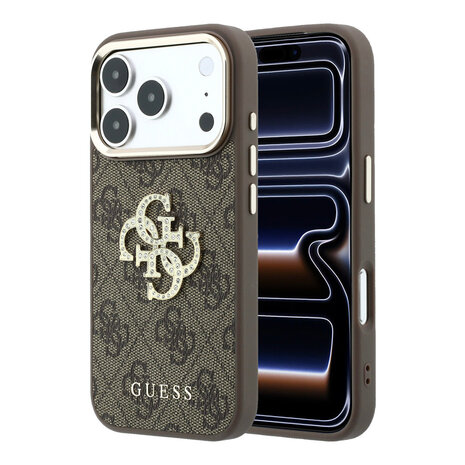 Guess Guess iPhone 18 Pro Max Hülle Hartschale - 4G - PU - großes Strasslogo Braun Guess Guess iPhone 18 Pro Max Hülle Hartschale - 4G - PU - großes Strasslogo Braun