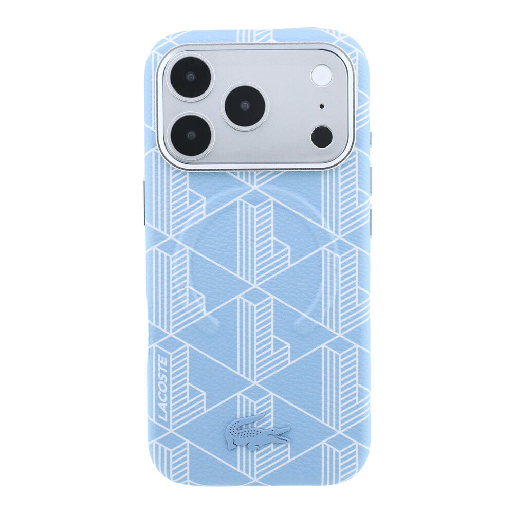 Lacoste Lacoste iPhone 18 Pro Max Hoesje harde behuizing - MagSafe - PVC - The Blend - reliëf Lichtblauw