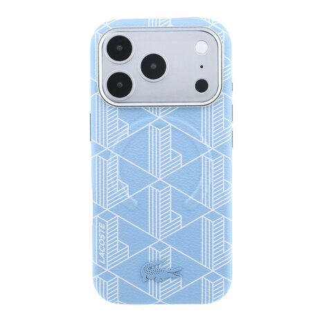 Lacoste Lacoste iPhone 18 Pro Max Hoesje harde behuizing - MagSafe - PVC - The Blend - reliëf Lichtblauw
