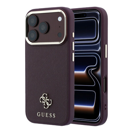 Guess Guess iPhone 18 Pro Max Hoesje harde behuizing - MagSafe - Saffiano - klein 4G - Classic Bordeauxrood Guess Guess iPhone 18 Pro Max Hoesje harde behuizing - MagSafe - Saffiano - klein 4G - Classic Bordeauxrood