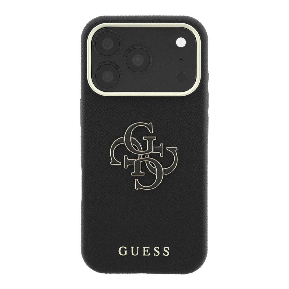 Guess Guess iPhone 18 Pro Hoesje harde behuizing - SW - generfd PU - groot logo van hars Zwart