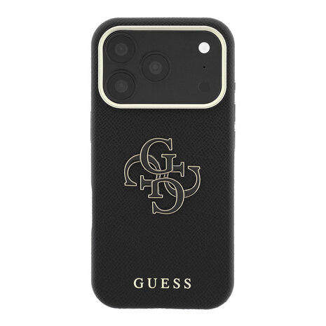 Guess Guess iPhone 18 Pro Hoesje harde behuizing - SW - generfd PU - groot logo van hars Zwart
