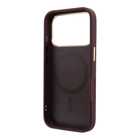 Guess Guess iPhone 18 Pro Max Case hard shell - MagSafe - 360-degree ring stand - grained PU - classic logo Burgundy Guess Guess iPhone 18 Pro Max Case hard shell - MagSafe - 360-degree ring stand - grained PU - classic logo Burgundy