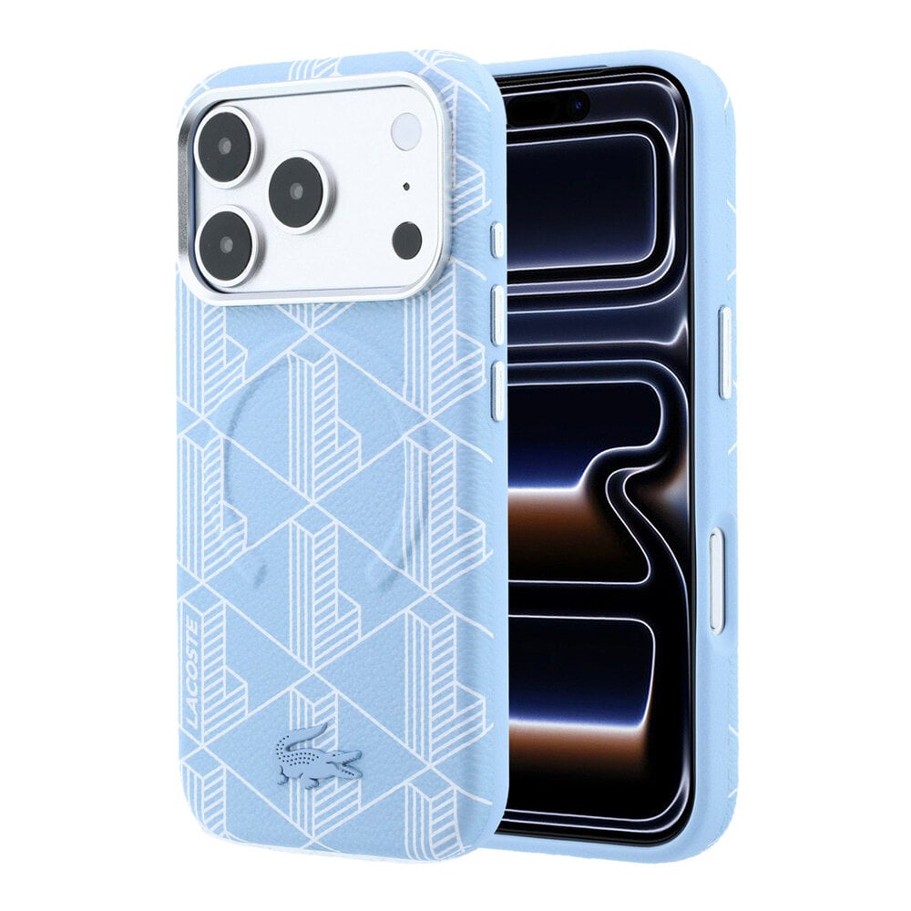 Lacoste Lacoste iPhone 18 Pro Max Hoesje harde behuizing - MagSafe - PVC - The Blend - reliëf Lichtblauw