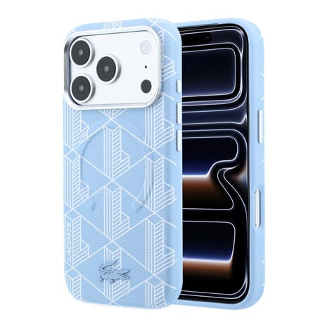 Lacoste Lacoste iPhone 18 Pro Max Hoesje harde behuizing - MagSafe - PVC - The Blend - reliëf Lichtblauw