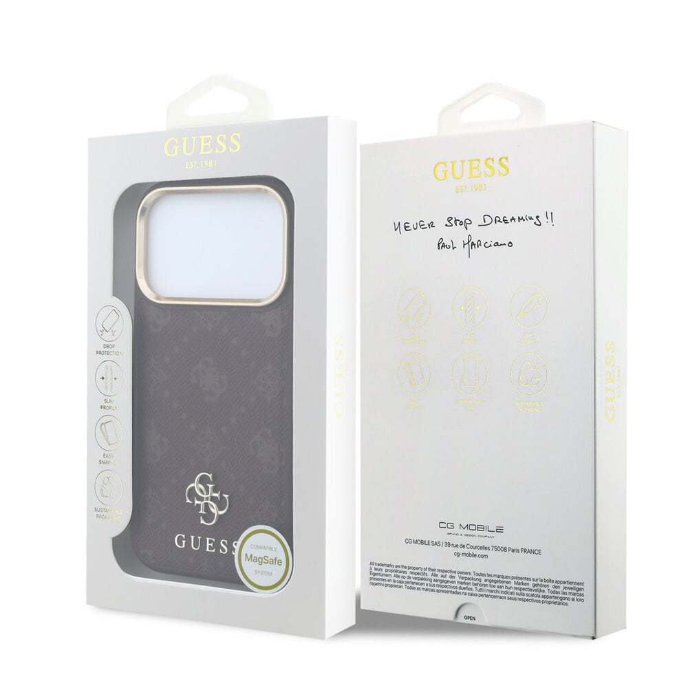 Guess Guess iPhone 18 Pro Max Hoesje harde behuizing - MagSafe - Peony - HS - 4G - klein logo Bordeauxrood Guess Guess iPhone 18 Pro Max Hoesje harde behuizing - MagSafe - Peony - HS - 4G - klein logo Bordeauxrood