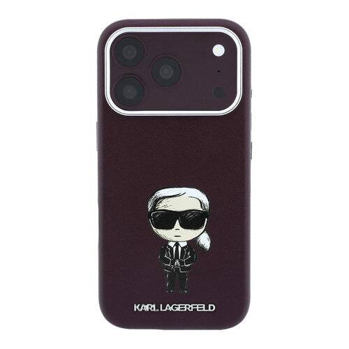 Karl Lagerfeld Karl Lagerfeld iPhone 18 Pro/iPhone 17 Pro Hartschalenhülle MagSafe SW Glattes PU Ikonik Skizze - Bordeaux