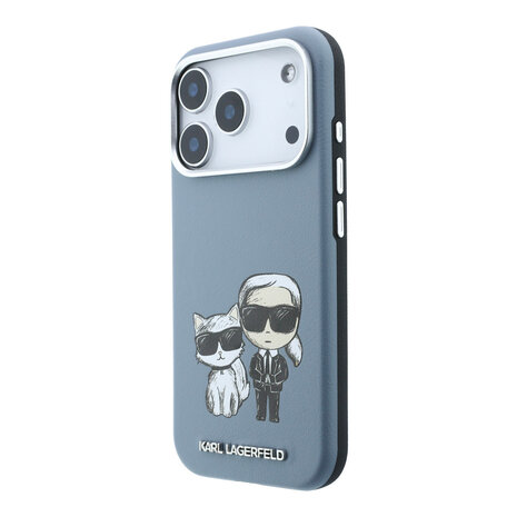Karl Lagerfeld Karl iPhone 18 Pro Hoesje harde behuizing - MagSafe - SW - glad PU - KC Bodies Sketch Lichtblauw