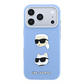 Karl Lagerfeld Karl Lagerfeld iPhone 18 Pro Max/iPhone 17 Pro Max Hartschalenhülle SW PU Saffiano Karl und Choupette Kopf-Anstecker Logo - Hellblau