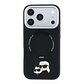 Karl Lagerfeld Karl Lagerfeld iPhone 18 Pro Max/iPhone 17 Pro Max Hartschalenhülle MagSafe PU 360° Ringständer KC Heads-Anstecker - Schwarz