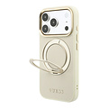 Guess Guess iPhone 18 Pro/iPhone 17 Pro Hartschalenhülle MagSafe Genarbtes PU 360° Ringständer Klassisches Logo - Beige