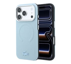 Lacoste Lacoste iPhone 18 Pro Hoesje harde behuizing - MagSafe - PVC - Petit Pique - reliëf Lichtblauw