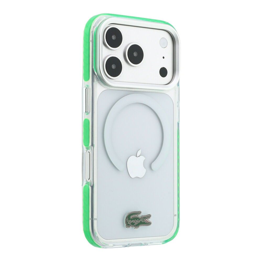 Lacoste Lacoste iPhone 18 Pro Max Hoesje harde behuizing - MagSafe - IML - schokbestendig - groene randen Transparant/Groen