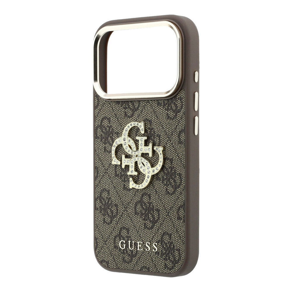 Guess Guess iPhone 18 Pro Max Hoesje harde behuizing - 4G - PU - groot strasslogo Bruin Guess Guess iPhone 18 Pro Max Hoesje harde behuizing - 4G - PU - groot strasslogo Bruin