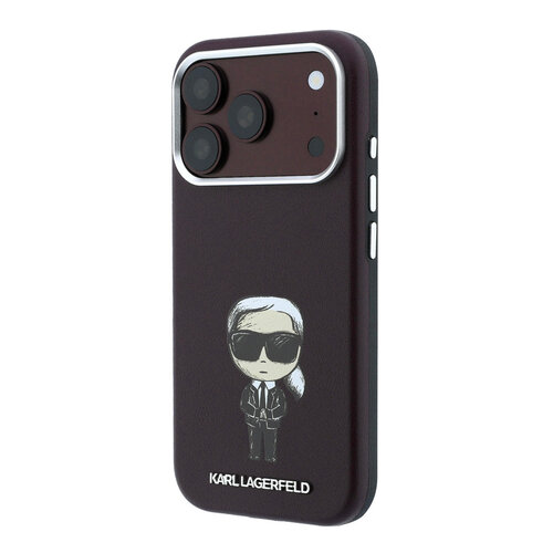 Karl Lagerfeld Karl Lagerfeld iPhone 18 Pro/iPhone 17 Pro Hartschalenhülle MagSafe SW Glattes PU Ikonik Skizze - Bordeaux