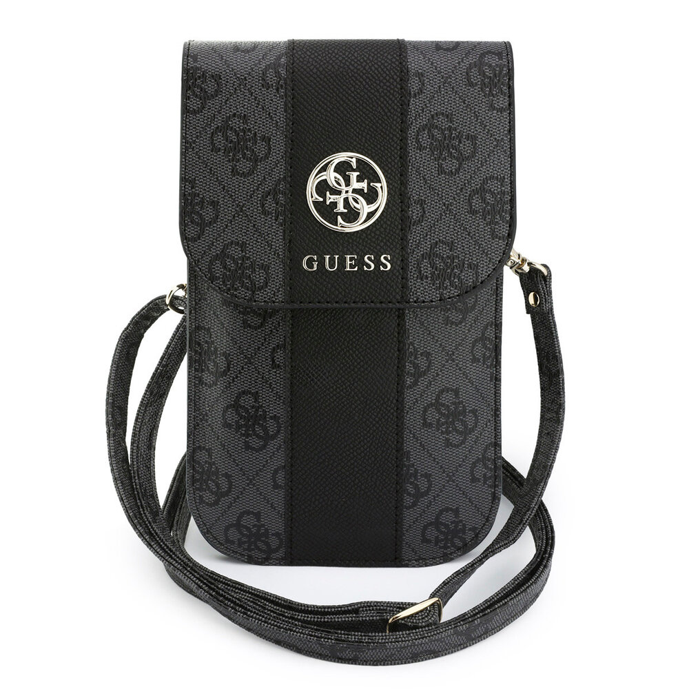 Guess Guess Phone pouch 4G - PU - round 4G logo - classic logo - stripe pattern - carrying strap Black Guess Guess Phone pouch 4G - PU - round 4G logo - classic logo - stripe pattern - carrying strap Black